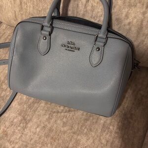 COACH Rowan Satchel Sky Blue Leather